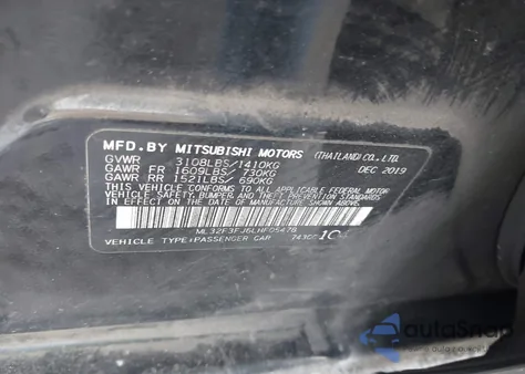 2020 Mitsubishi Mirage G4 Es z USA, uszkodzony, nr VIN ML32F3FJ6LHF05478
